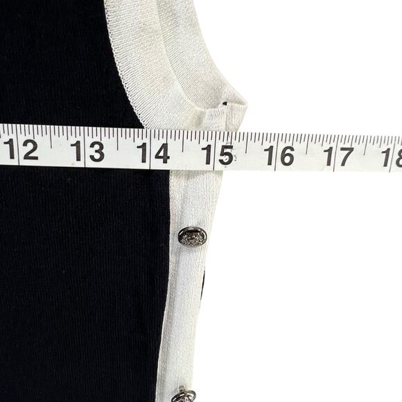 La Madona Y2K Tank Knit Dress M Black White Buttons Stretch Sporty Minimalist - Picture 8 of 13